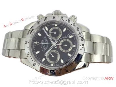 Replica Rolex Daytona Valjoux 7750 Watch Stainless Steel Black Dial  Buy Swiss