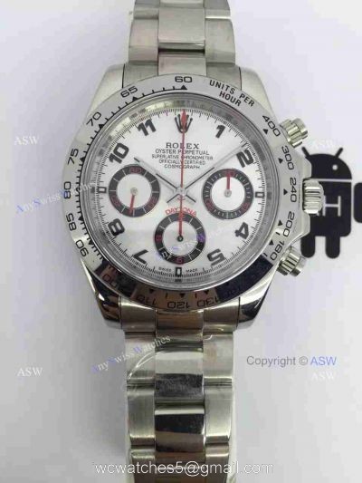 Swiss Grade One Rolex Daytona Valjoux 7750 Watch Silver Dial Arabic markers