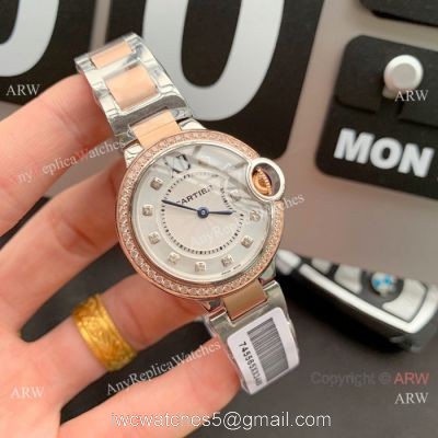 Ballon Bleu 33mm Quartz Wristwatch 2-Tone Rose Gold Womens Fake Cartier Watch