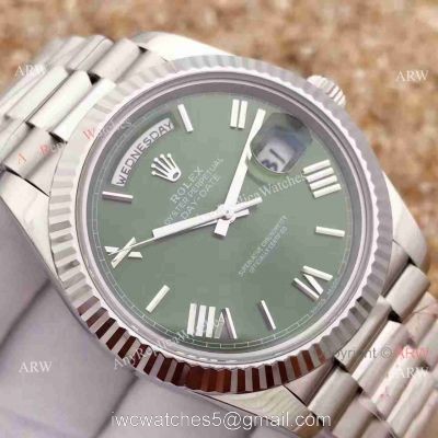 Replica Rolex Day-Date II Watch 40mm Olive Green Dial