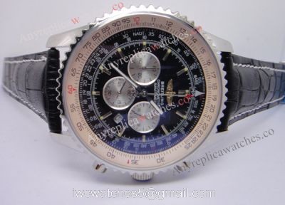 Breitling Navitimer 01 Black Chronograph Black Leather Replica Watch