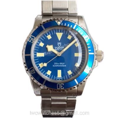 Tudor Snowflake Vintage Watch Replicas Stainless Steel Blue Bezel Asia 2836 Movement