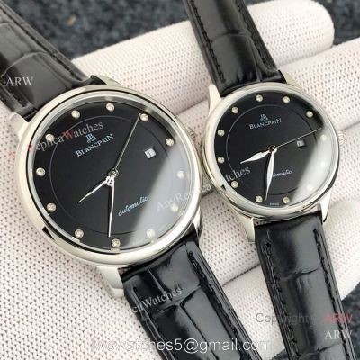 High Quality Copy Blancpain Lovers Watches SS Black Dial