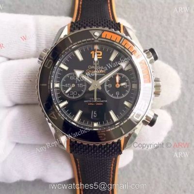(OM)Swiss Replica Omega Seamaster 600m Master SS Black Chronograph Face