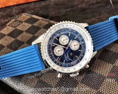 Replica Breitling Navitimer Rubber Strap Watch Blue Moonphase Dial