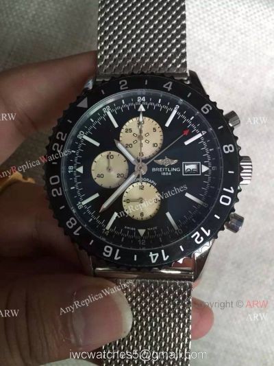 New 2016 Breitling CHRONOLINER SS Black Chronograph Dial Replica Watch