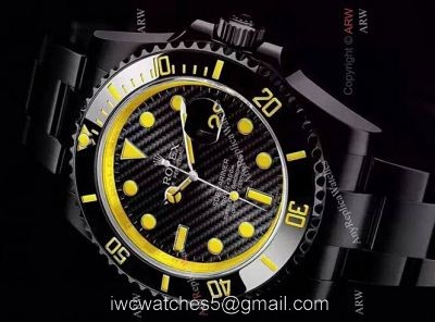 New Style Replica Rolex Submariner Watch Black Case &038; Yellow Markers
