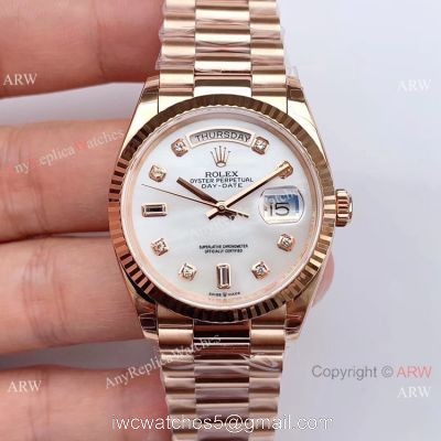 Swiss Replica Rolex Day date Rose Gold President EW Factory 3255 Watch 36mm
