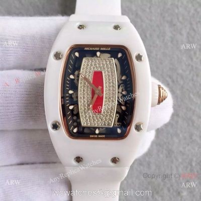 Replica Swiss Richard Mille Watch RM07-1 White Ceramic Case Rubber Band