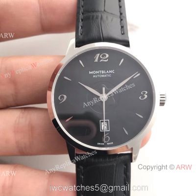 Montblanc Meisterstuck Date 9015 SS Black Replica Mont Blanc Watch