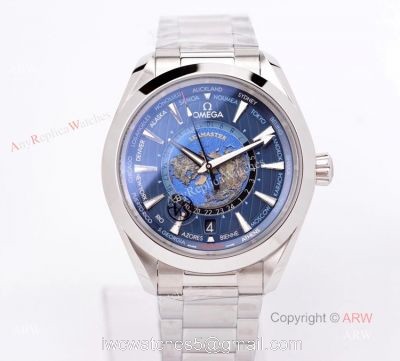 New Omega Aqua Terra Worldtimer Blue Dial 43mm Swiss Replica Watches From VS Factory
