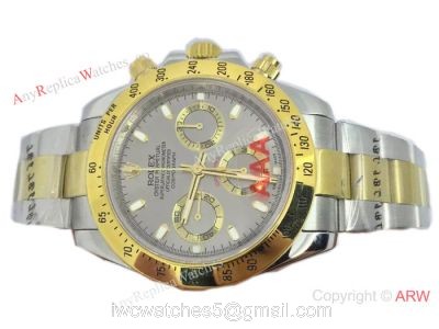 Swiss Fake Rolex Valjoux 7750 Daytona Oyster Perpetual Watch 2-Tone Gray