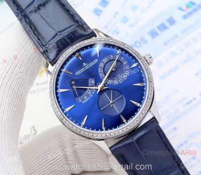 Jaeger-LeCoultre Master Ultra Thin Reserve de Marche Watches Diamond Bezel Blue Dial