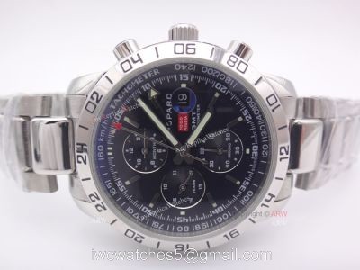 Replica Chopard Mille Miglia Chronograph Watch  Stainless Steel Band Black Dial