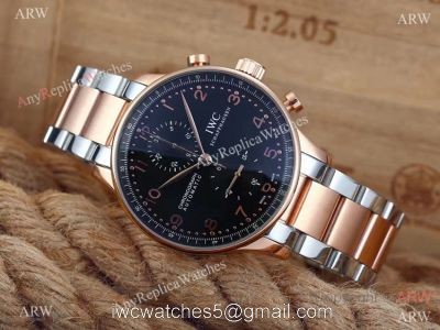 IWC Portuguese Black Face 2-Tone Rose Gold Case Copy Watch