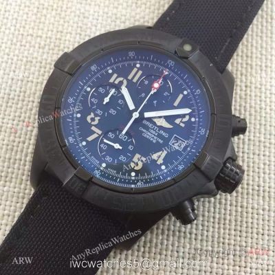 Fake Breitling Super Avenger II Black Leather Strap Chronograph Watch