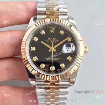 (EW) Replica Rolex Datejust II 41mm 2-Tone Jubilee Black Diamond Watch ETA3255