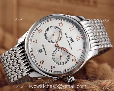 Replica IWC Portuguese 7 Days Stainless Steel White Face Mens Watch