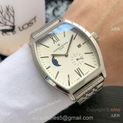 Replica Vacheron Constantin Malte Moonphase SS White Dial watch Wholesale