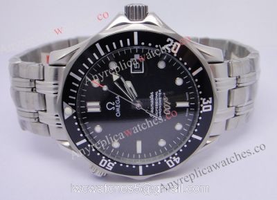 Stainless Steel Black Dial Omega Replica Watches James Bond 007 Mens watch