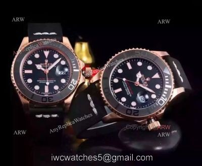 Rolex Rose Gold Yachtmaster Replica Watch Sapphire Crystal Glass 40mm