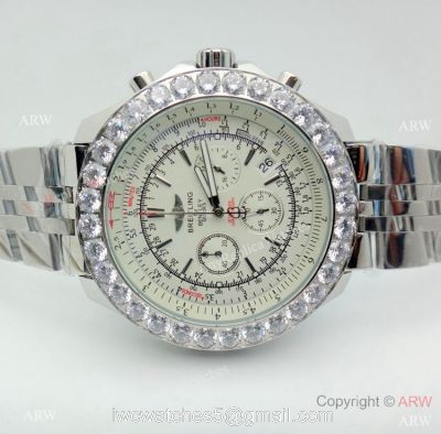 Replica Breitling For Bentley Motors Watches With Diamond Bezel  Cream Chronograph Dial Watch