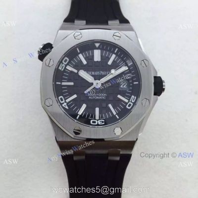 Swiss AAA Replica Audemars Piguet Royal Oak Diver 15710 Black Rubber Strap