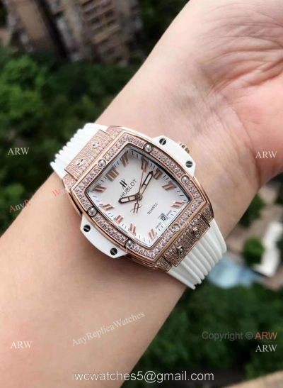 Copy Hublot Spirit of Big Bang Diamond Watches Rose Gold Lady Size