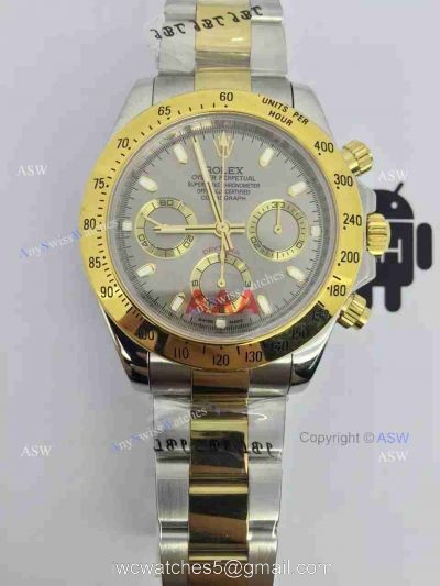 Swiss AAA Replica Rolex Daytona Valjoux 7750 Watch 2-Tone Gray Dial