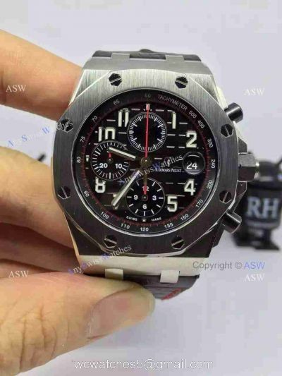 Swiss 3126 Replica Audemars Piguet Black Dial Number Black Leather