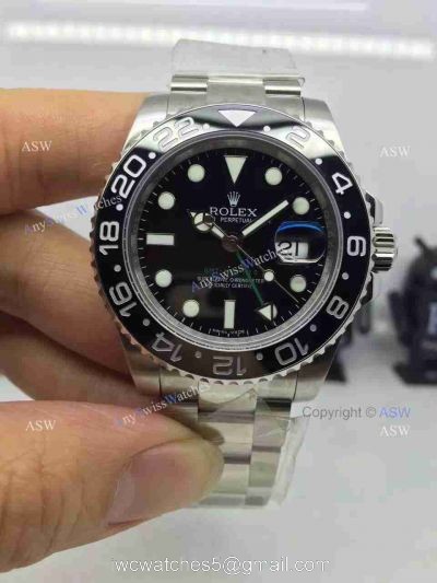 Swiss Fake Rolex GMT Master II Watch Black Dial Black Ceramics