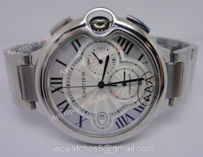 Ballon Bleu de Cartier Replica Watch SS Chronograph White Face 45mm