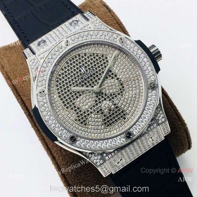 Grade 1A Hublot Classic Fusion Skull Bang Titanium Luxury Watch  Swiss HUB112  Iced Out
