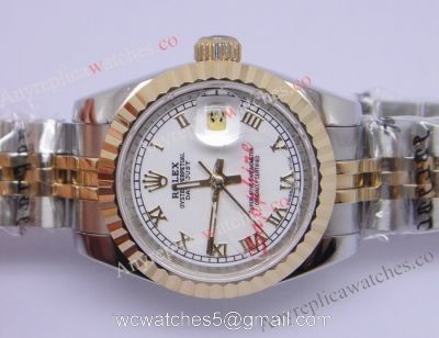 Replica Rolex Datejust 2-Tone Jubilee White Dial Sapphire glass For Womens Watch