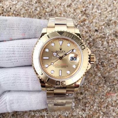 SWISS 3135 Rolex Yacht-Master All Gold Replica Watch  New Movement