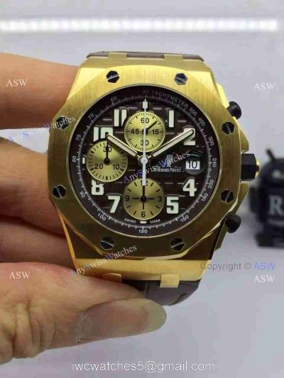 Fake Audemars Piguet Watch Black Face Yellow Gold  Swiss Grade Mens