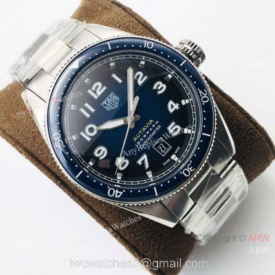 Grade 1A TAG Heuer Autavia Men Watch Blue Dial Stainless Steel Swiss 2836