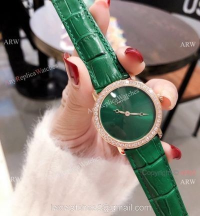 Cartier Rose Gold Green Dial 33mm Watch  Swiss Quality Cartier Watch Lady