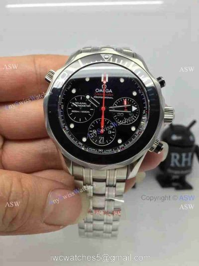 Swiss Grade Omega Seamaster 300 Replica Watches Red Chronograph Hand