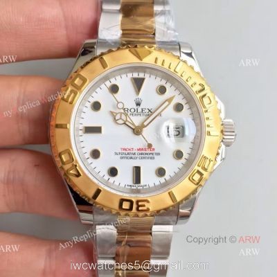 Swiss Copy Rolex Yacht-master 2836 Watch 2-Tone White Face