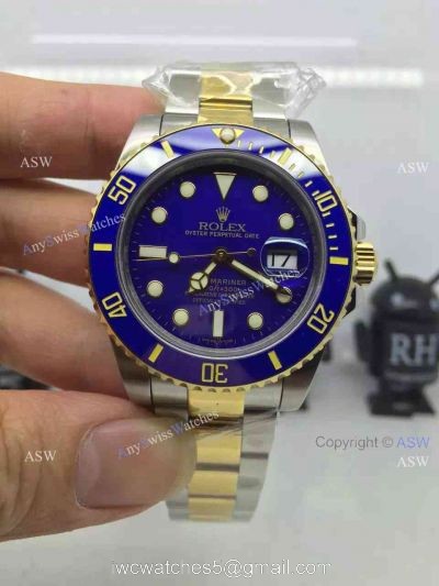 Swiss 2836-2 Rolex Submariner Gold Blue Replica Watch