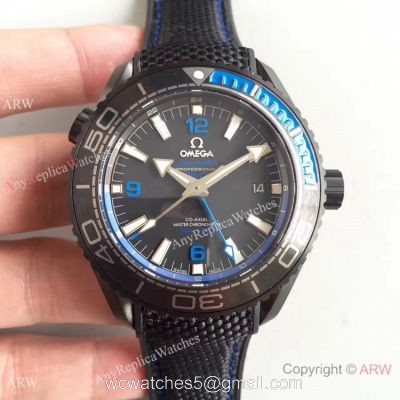 Swiss Replica Omega Seamaster Planet Ocean Deep Black GMT Ceramic  Blue Watch