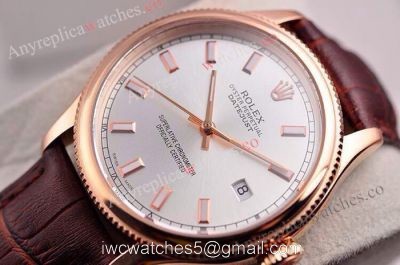 NEW Style Copy Rolex Datejust Watch Brown Leather Band 39mm