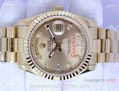 Rolex Day-date Watch Gold Diamond Marker Men Size