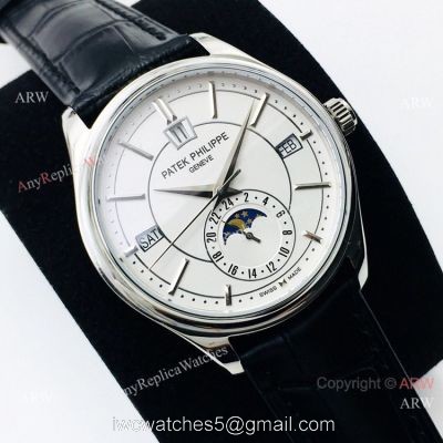 Patek Philippe Replica Annual Calendar White Dial Watch Swiss Cal324