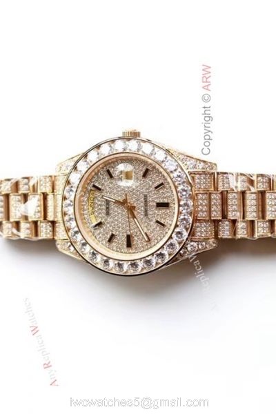 Swiss Replica Rolex Presidential Diamond DayDate Iced Out Watch 39mm