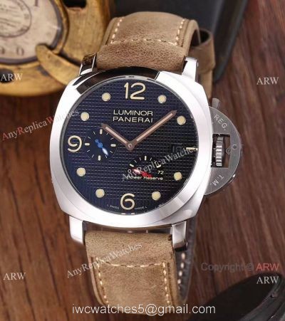 Copy Panerai Power Reserve Luminor Watch SS Leather Band 44mm