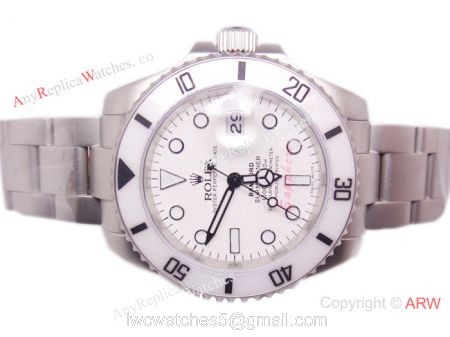 Swiss High Quality Rolex Bamford Submariner Watch SS White Ceramic Bezel