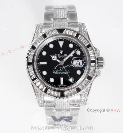 Best 1:1 Replica VR MAX Rolex GMT-Master II Black Sapphire Watch Diamond Band