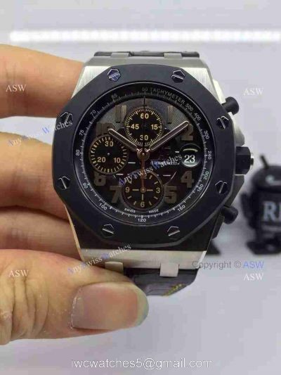 Fake Audemars Piguet Chronograph Swiss Grade Black Leather watch
